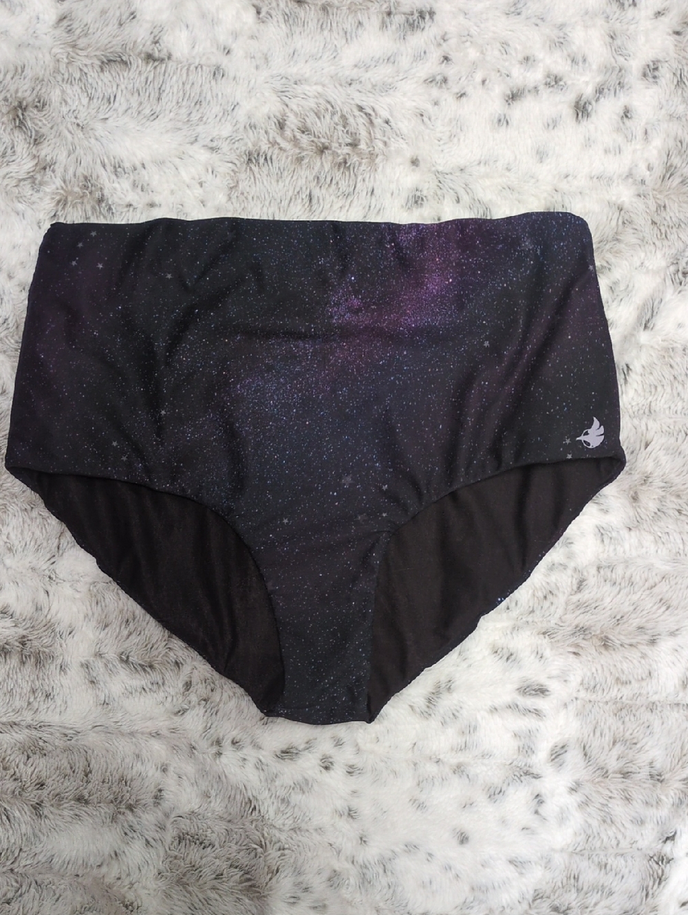 $5 MOVING SALE! Reversible High-Waist Galaxy Print Swim Bottoms - Black/Purple